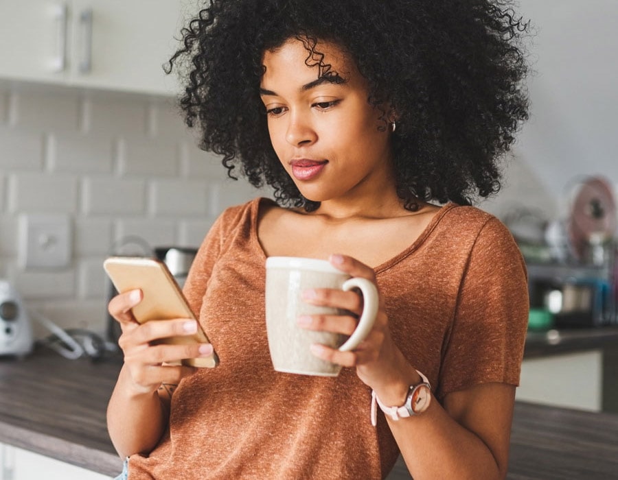 girl checking phone