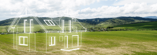Imaginary house in the middle of a field