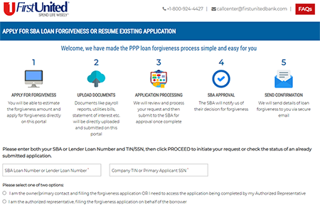 Portal Preview of the Forgiveness Portal Application for PPP Loans