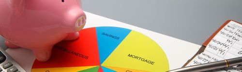 Piggy bank with pie chart