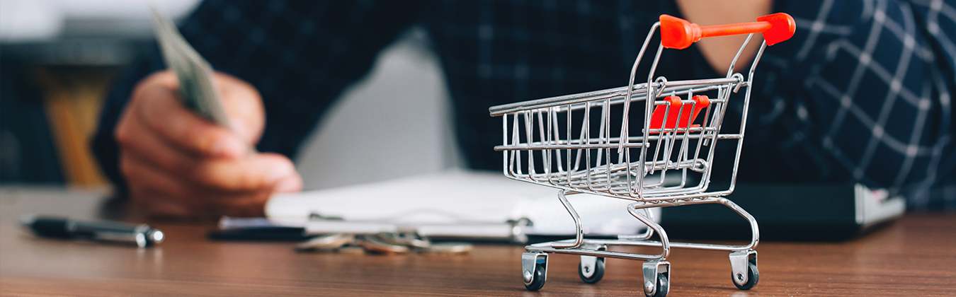 Shopping cart on desk
