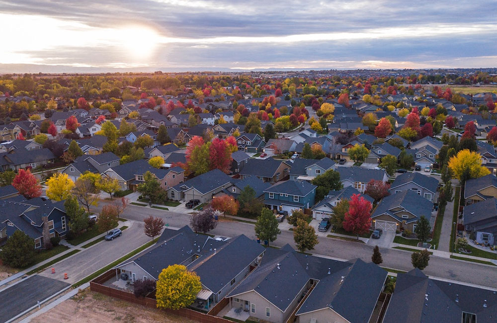 Housing market 2021 blog photo of aerial neighborhood view