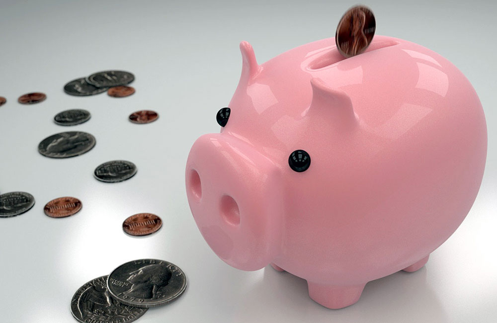 Piggy Bank with Coins