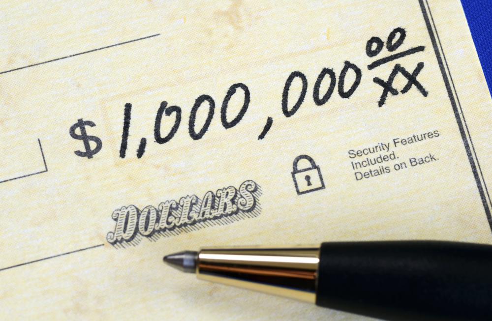 million dollar check with pen