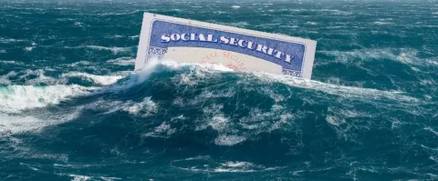 Social security card in the ocean