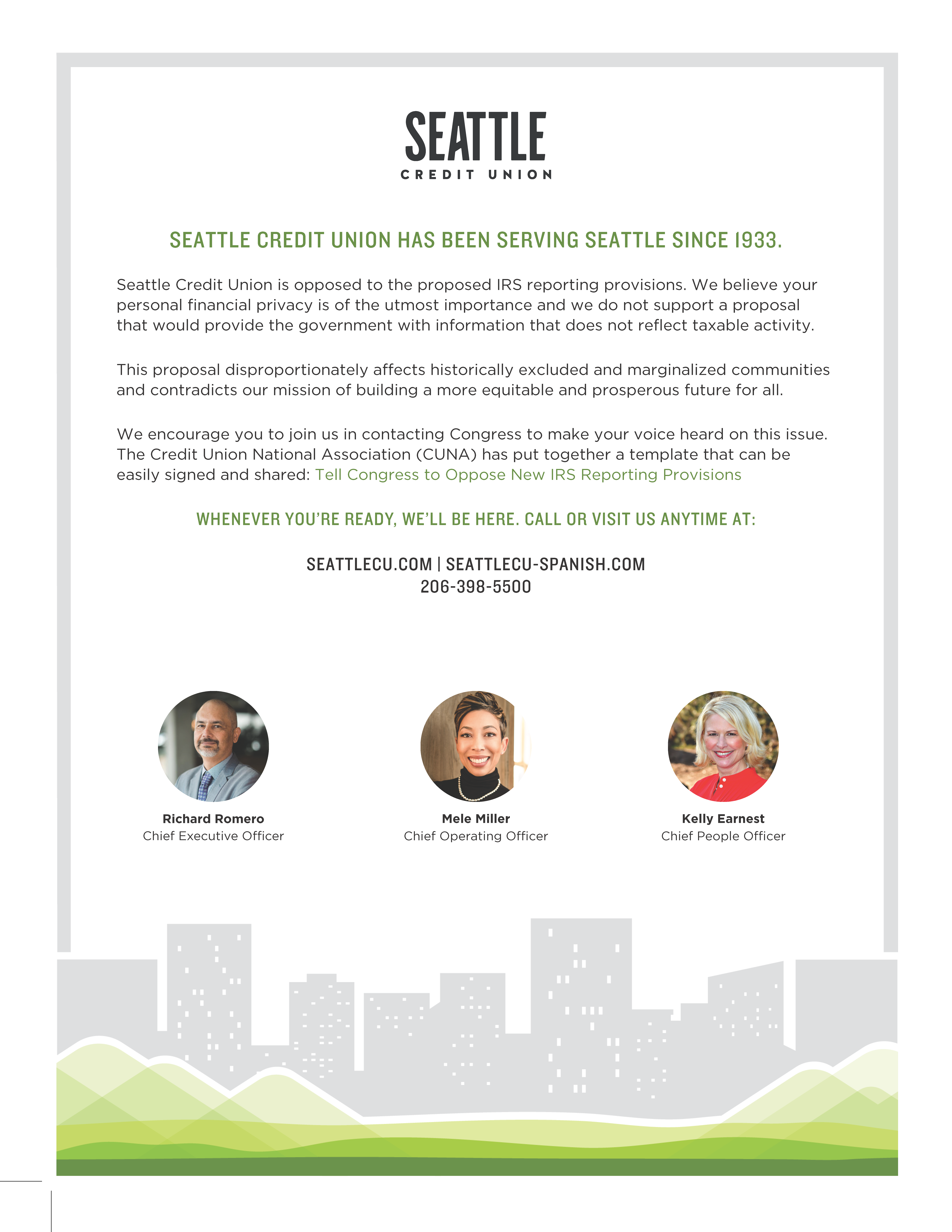 scu in response to latest tax provision letter